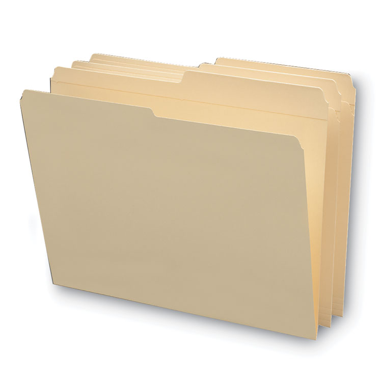 Smead Reinforced Tab Manila File Folders, 1/2-Cut Tabs: Assorted, Letter Size, 0.75" Expansion, 11-pt Manila, 100/Box (SMD10326)