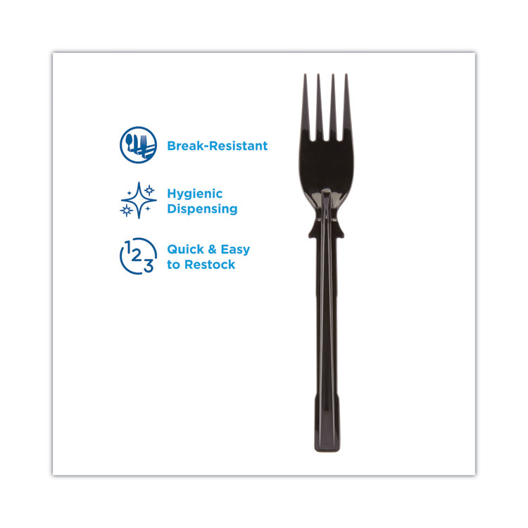 Dixie SmartStock Tri-Tower Dispensing System Cutlery, Forks, Mediumweight, Polypropylene, Black, 40/Pack, 24 Packs/Carton (DXEDUSSPF5)