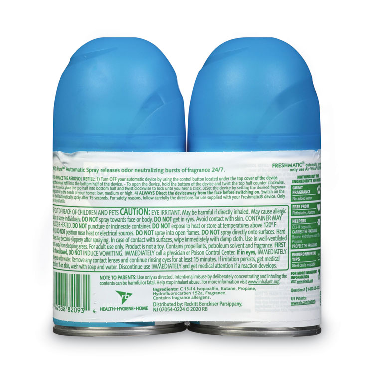 Air Wick Freshmatic Ultra Automatic Spray Refill, Fresh Waters, 5.89 oz Aerosol Spray, 2/Pack (RAC82093PK)