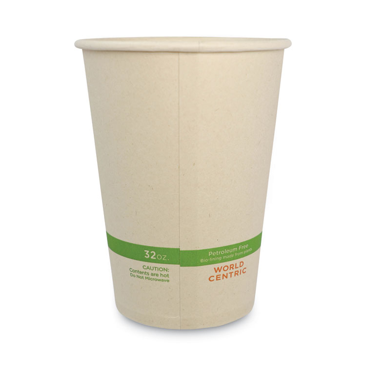 World Centric No Tree Paper Bowls, 32 oz, 4.4" Diameter x 5.8"h, Natural, Sugarcane, 500/Carton (WORBOSU32)