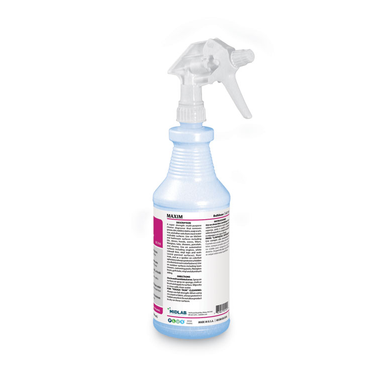 Maxim Bulldozer Cleaner/Degreaser RTU, Safe-to-Ship, Lemon Scent, 32 oz, 6/Carton (MLB05100086)