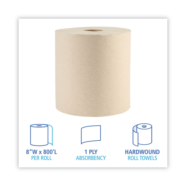 Boardwalk Boardwalk Green Xtra Roll Towels, 1-Ply, 8" x 800 ft, Natural, 6 Rolls/Carton (BWK32GREEN)