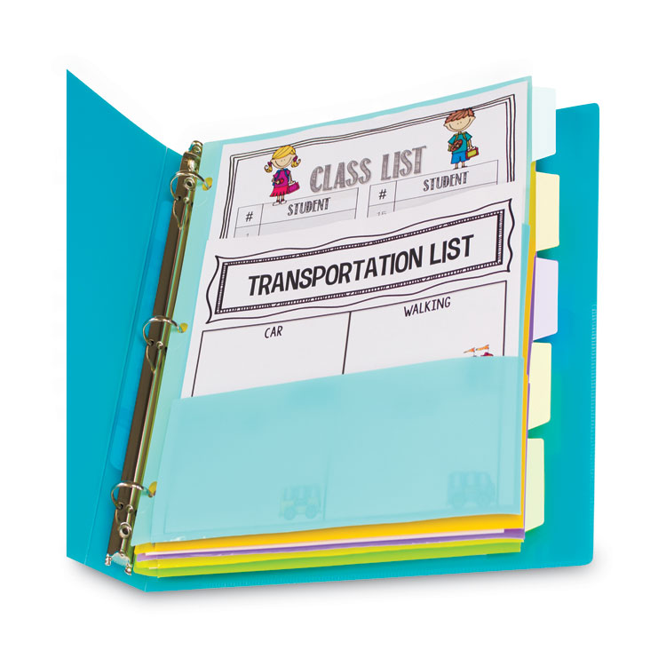 C-Line Index Dividers with Multi-Pockets, 5-Tab, 11.5 x 10, Assorted, 1 Set (CLI07650)