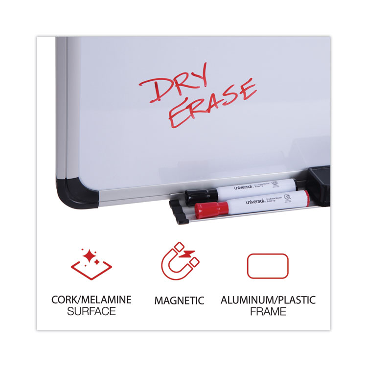 Universal Cork/Dry Erase Board, Melamine, 24 x 18, Tan/White Surface, Gray/Black Aluminum/Plastic Frame (UNV43742)