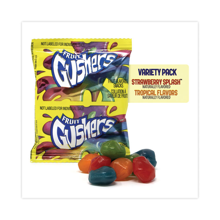 Betty Crocker Fruit Gushers Fruit Snacks, Strawberry and Tropical Fruit Flavors, 0.8 oz, 42 Pouches/Carton (GRR22001036)