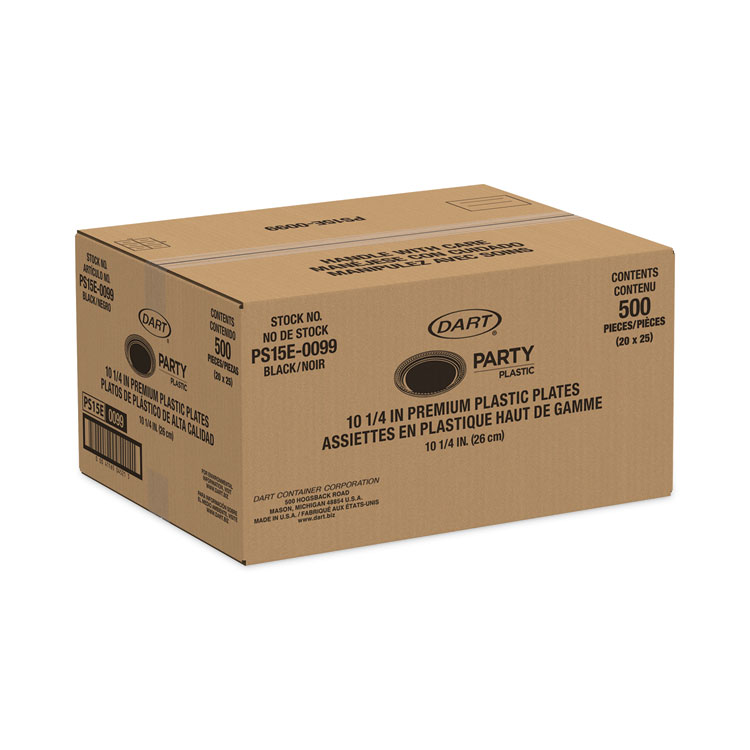 SOLO Party Plastic Plates, 10.25" dia, Black, 500/Carton (SCCPS15E0099)