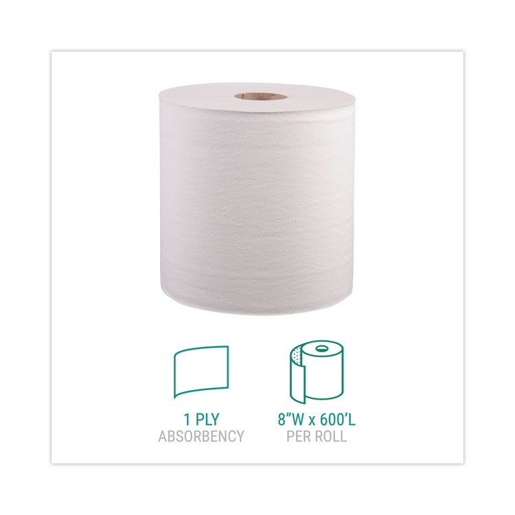 Windsoft Hardwound Roll Towels, 1-Ply, 8" x 800 ft, White, 6 Rolls/Carton (WIN12906B)