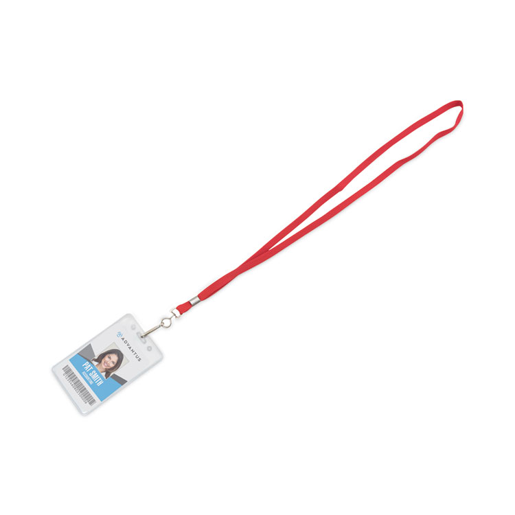 Advantus Deluxe Lanyards, Metal J-Hook Fastener, 36" Long, Red, 24/Box (AVT75425)