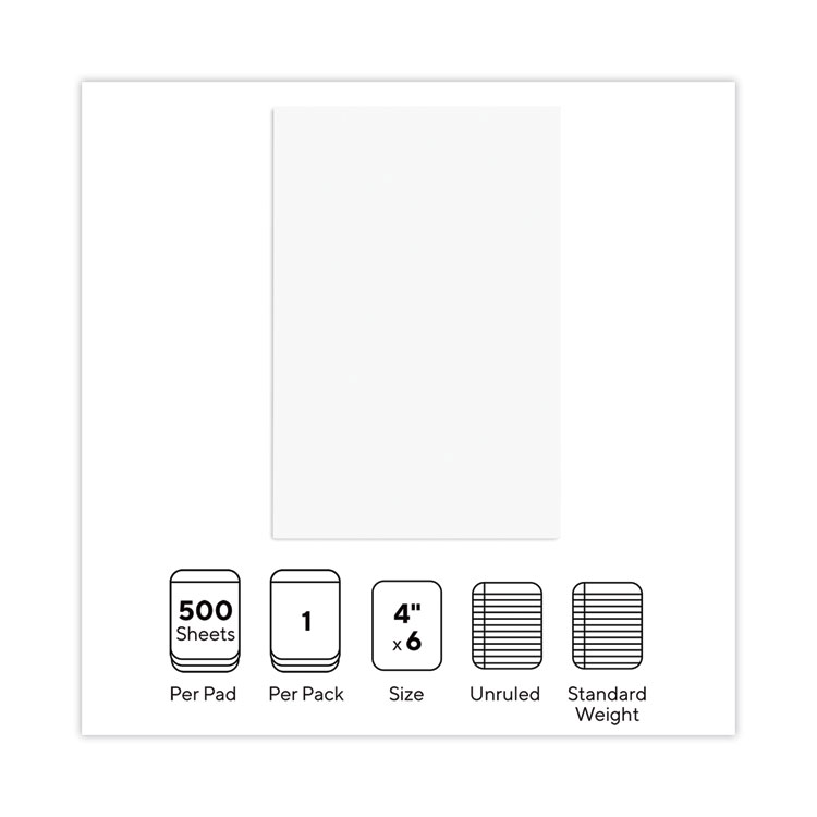UNV46500 - Universal Loose White Memo Sheets, 4 x 6, Unruled, Plain White, 500/Pack (UNV46500) - Image 3