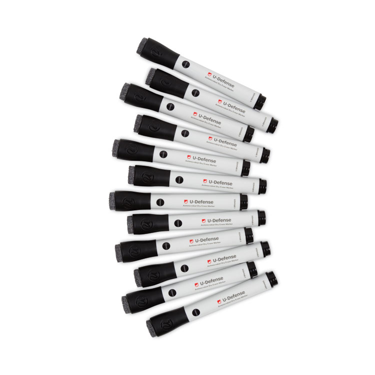 U Brands U-Defense Antimicrobial Dry-Erase Markers, Broad Chisel Tip, Black, 12/Pack (UBR3284U0012)