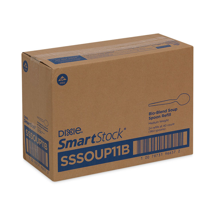 Dixie SmartStock Plastic Cutlery Refill, Soup Spoon, 6", Series-O Mediumweight, Beige, 40/Pack, 24 Packs/Carton (DXESSSOUP11B)