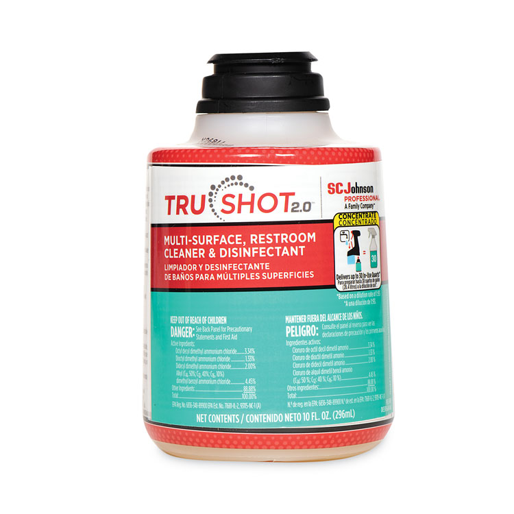 SC Johnson Professional TruShot 2.0 Disinfectant Multisurface Cleaner, Clean Fresh Scent,10 oz Cartridge, 4/Carton (SJN315385)