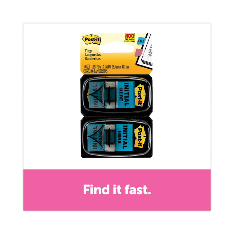 MMM680IH2 - Post-it Flags Arrow Message 1" Page Flags, "Initial Here", Blue, 50 Flags Dispensers/2 Dispensers/Pack (MMM680IH2) - Image 2