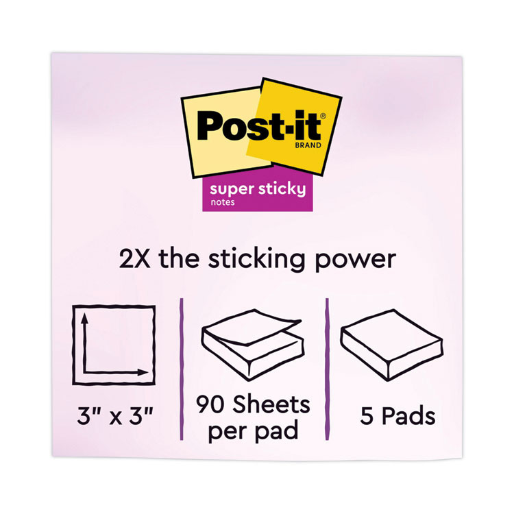 Post-it Notes Recycled Notes in Oasis Collection Colors, 3 x 3, 90 Sheets/Pad, 5 Pads/Pack (MMM6545SST)