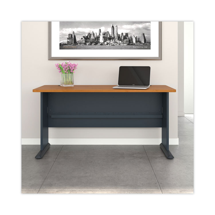 Bush Series A Collection Workstation Desk, 59.63" x 26.88" x 29.88", Natural Cherry/Slate Gray (BSHWC57460)