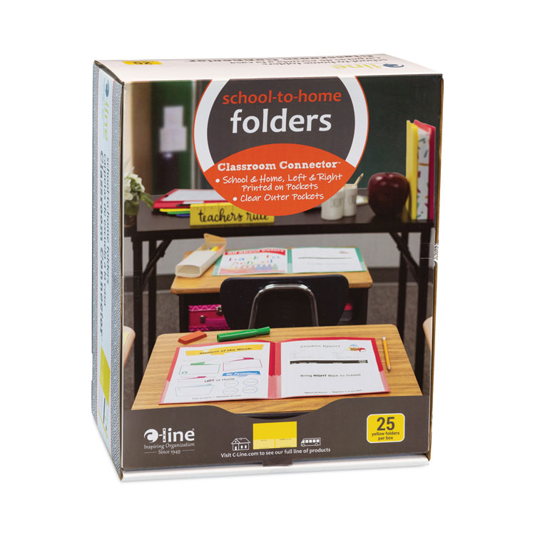 C-Line Classroom Connector Folders, 11 x 8.5, Yellow, 25/Box (CLI32006)