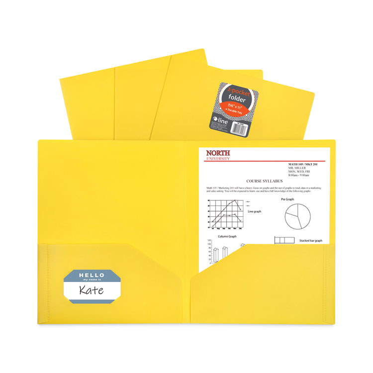 C-Line Two-Pocket Heavyweight Poly Portfolio Folder, 11 x 8.5, Yellow, 25/Box (CLI33956BX)