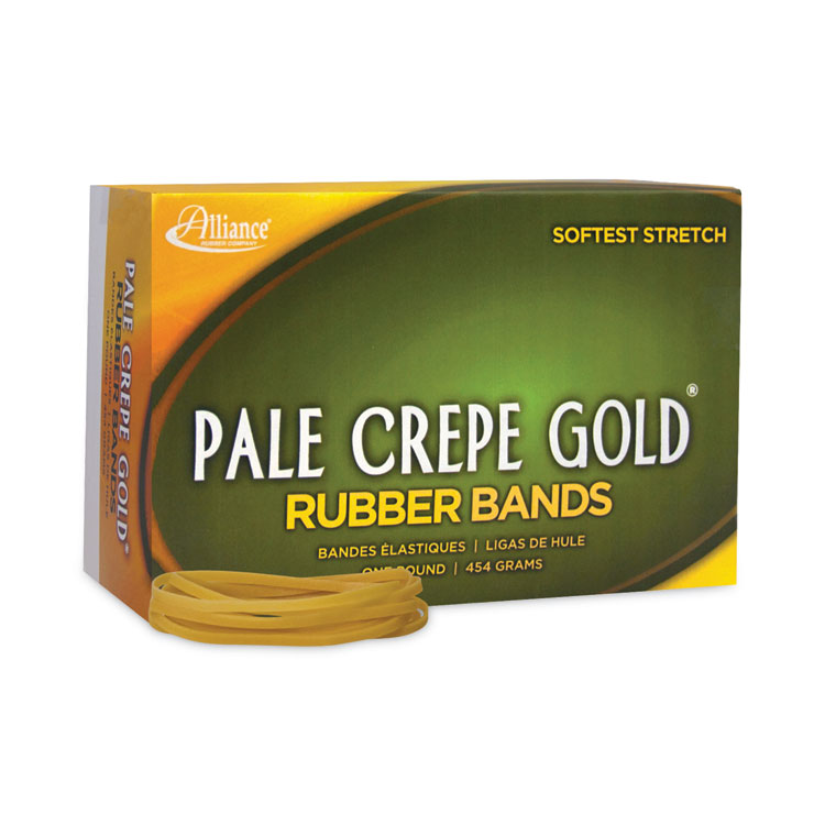 Alliance Pale Crepe Gold Rubber Bands, Size 33, 0.04" Gauge, Golden Crepe, 1 lb Box, 970/Box (ALL20335)