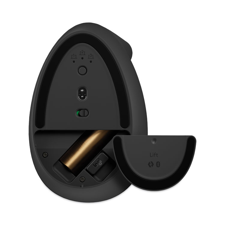 Logitech Lift Vertical Ergonomic Mouse, 2.4 GHz Frequency/32 ft Wireless Range, Right Hand Use, Graphite (LOG910006466)