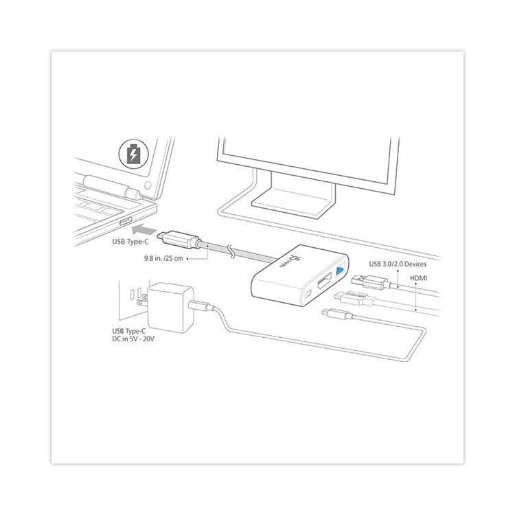 j5create USB-C to HDMI/USB Adapter, 7.87", White (JCRJCA379)