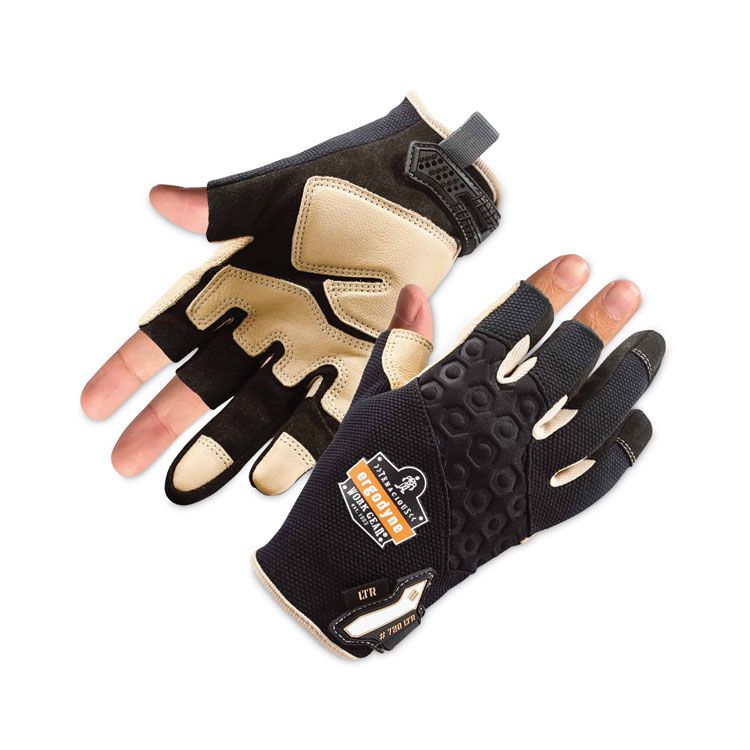 ergodyne ProFlex 720LTR Heavy-Duty Leather-Reinforced Framing Gloves, Black, Medium, Pair (EGO17153)