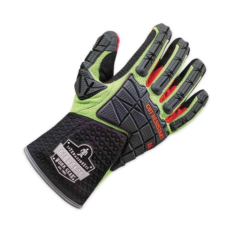 ergodyne ProFlex 925CR6 Performance Dorsal Impact-Reducing Cut Resistance Gloves, Black/Lime, XL, Pair (EGO17295)