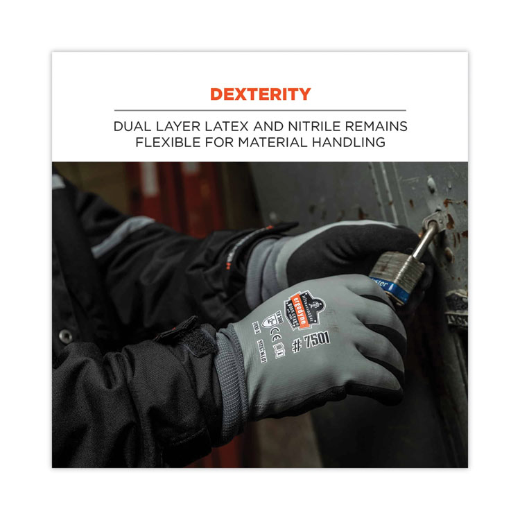 ergodyne ProFlex 7501 Coated Waterproof Winter Gloves, Gray, Large, Pair (EGO17634)