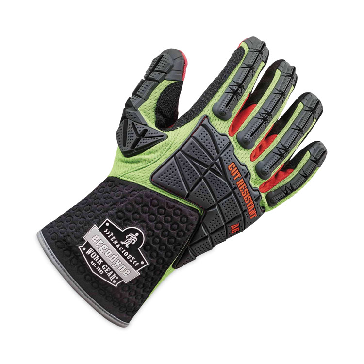 ergodyne ProFlex 925CR6 Performance Dorsal Impact-Reducing Cut Resistance Gloves, Black/Lime, 2XL, Pair (EGO17296)