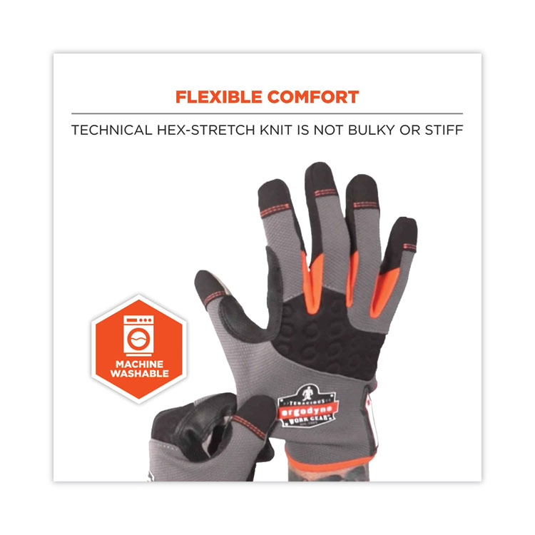 ergodyne ProFlex 710 Heavy-Duty Mechanics Gloves, Gray, 2X-Large, Pair (EGO17046)