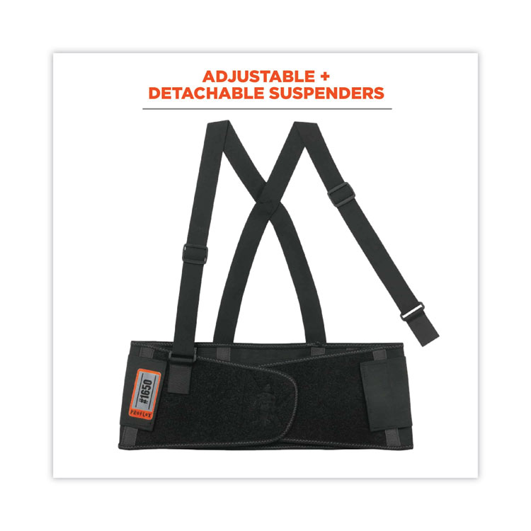 ergodyne ProFlex 1650 Economy Elastic Back Support Brace, X-Small, 20" to 25" Waist, Black (EGO11091)