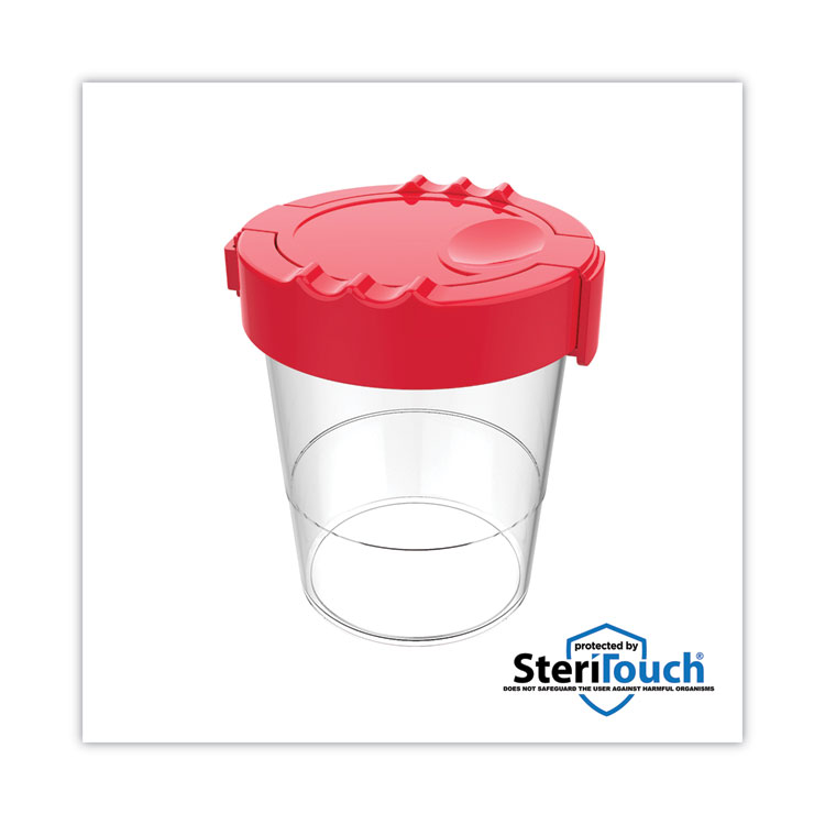 deflecto Antimicrobial No Spill Paint Cup, 3.46 w x 3.93 h, Red (DEF39515RED)