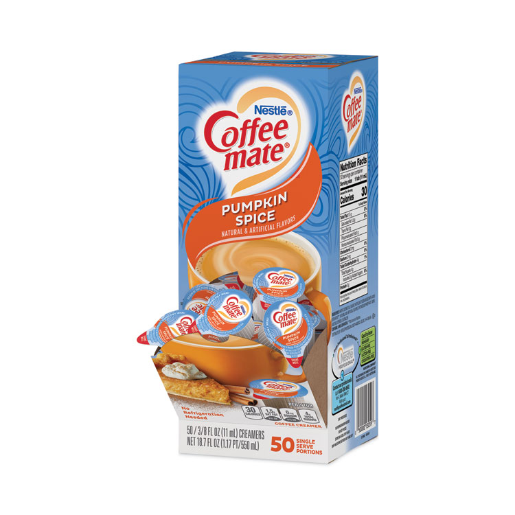 Coffee mate Liquid Coffee Creamer, Pumpkin Spice, 0.38 oz Mini Cups, 50/Box, 4 Boxes/Carton, 200 Total/Carton (NES75520CT)