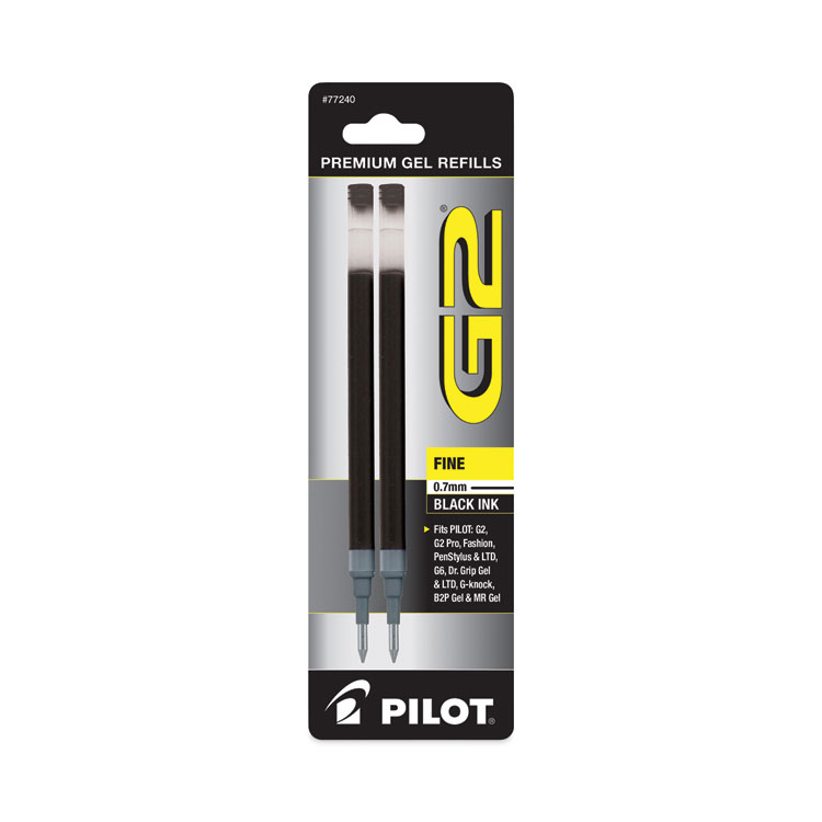 Pilot Refill for Pilot B2P, Dr Grip, G2, G6, MR Metropolitan, Precise BeGreen and Q7 Gel Pens, Fine Tip, Black Ink, 2/Pack (PIL77240)