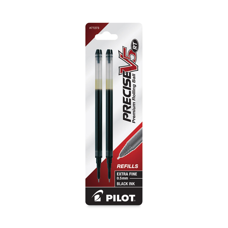 Pilot Refill for Pilot Precise V5 RT Rolling Ball, Extra-Fine Conical Tip, Black Ink, 2/Pack (PIL77273)