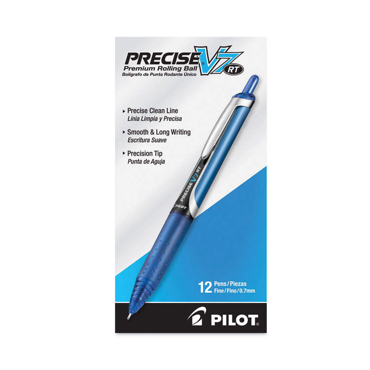 Pilot Precise V7RT Roller Ball Pen, Retractable, Fine 0.7 mm, Blue Ink, Blue Barrel (PIL26068)