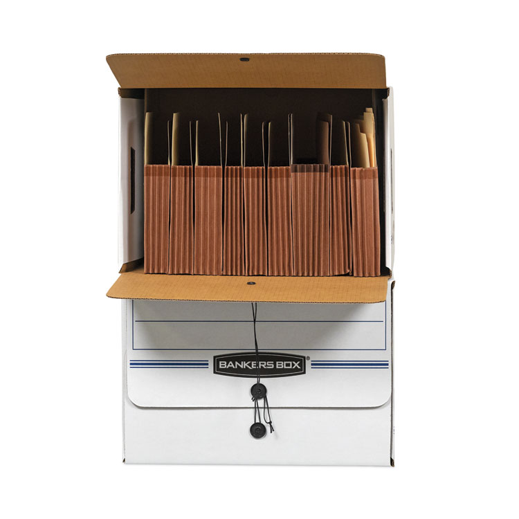 Bankers Box SIDE-TAB Storage Boxes, Letter Files, White/Blue, 12/Carton (FEL00061)