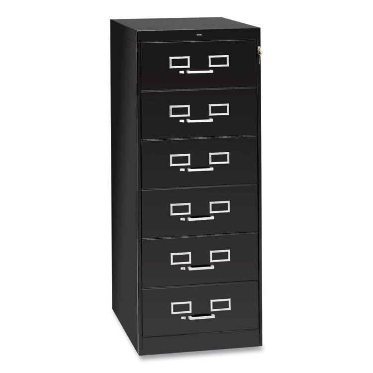 Tennsco Six-Drawer Multimedia/Card File Cabinet, Black, 21.25" x 28.5" x 52" (TNNCF669BK)