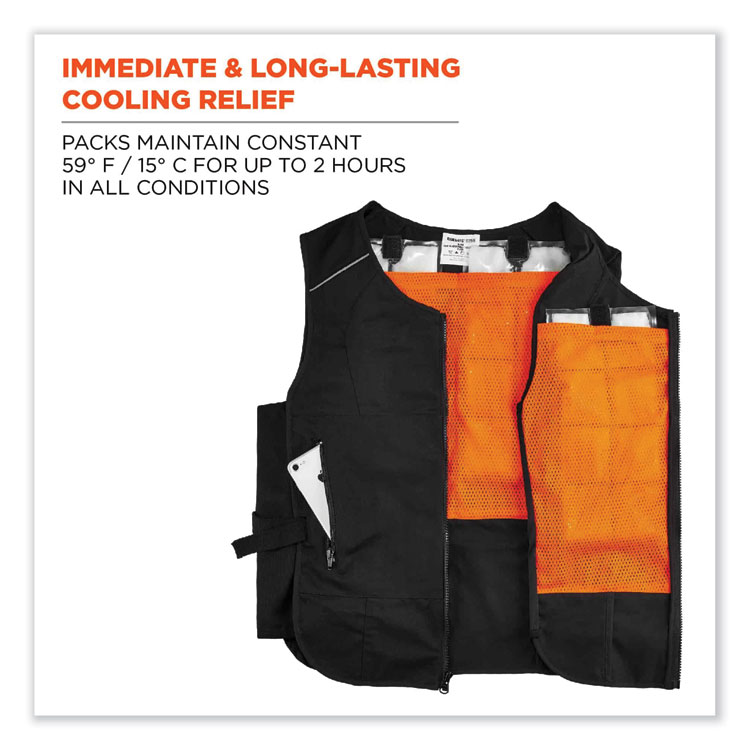 ergodyne Chill-Its 6260 Lightweight Phase Change Cooling Vest with Packs, Cotton/Polyester, Large/X-Large, Black (EGO12135)