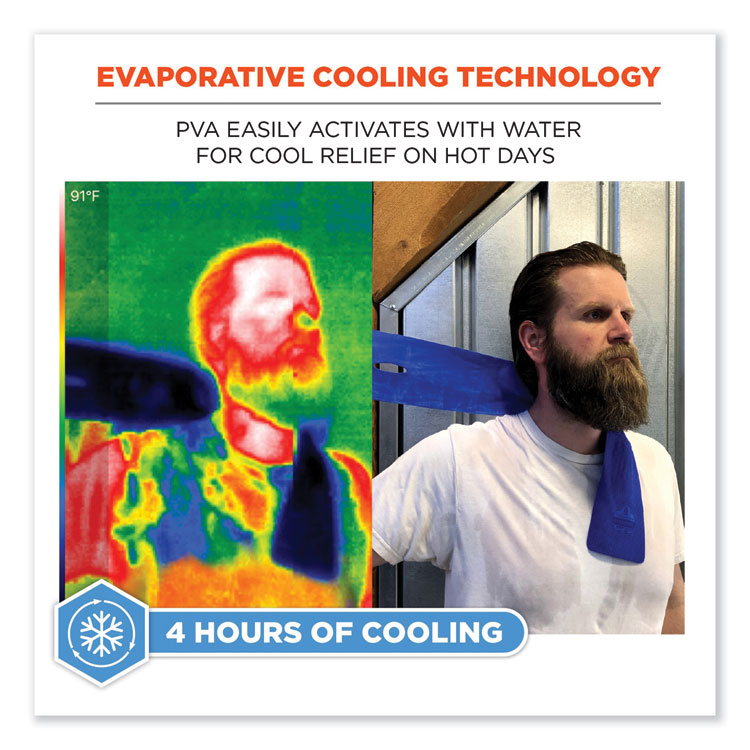 ergodyne Chill-Its 6603 Evaporative PVA Cooling Band, 29.5 x 4, One Size Fits Most, PVA, Blue (EGO12418)