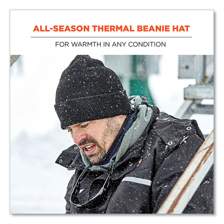 ergodyne N-Ferno 6806 Cuffed Rib Knit Winter Hat, One Size Fits Most, Black (EGO16808)