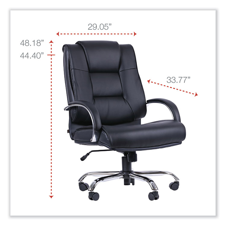 Alera Alera Ravino Big/Tall High-Back Bonded Leather Chair, Headrest, Supports 450 lb, 20.07" to 23.74" Seat, Black, Chrome Base (ALERV44LS10C)
