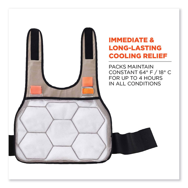 ergodyne Chill-Its 6230 Standard Phase Change Cooling Vest with Packs, Cotton, Small/Medium, Khaki (EGO12000)