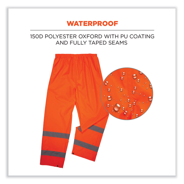EGO25449 - ergodyne GloWear 8916 Class E Lightweight Hi-Vis Rain Pants, 5X-Large, Orange (EGO25449) - Image 3