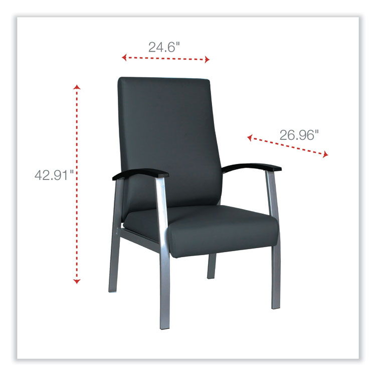 Alera Alera metaLounge Series High-Back Guest Chair, 24.6" x 26.96" x 42.91", Black Seat, Black Back, Silver Base (ALEML2419)
