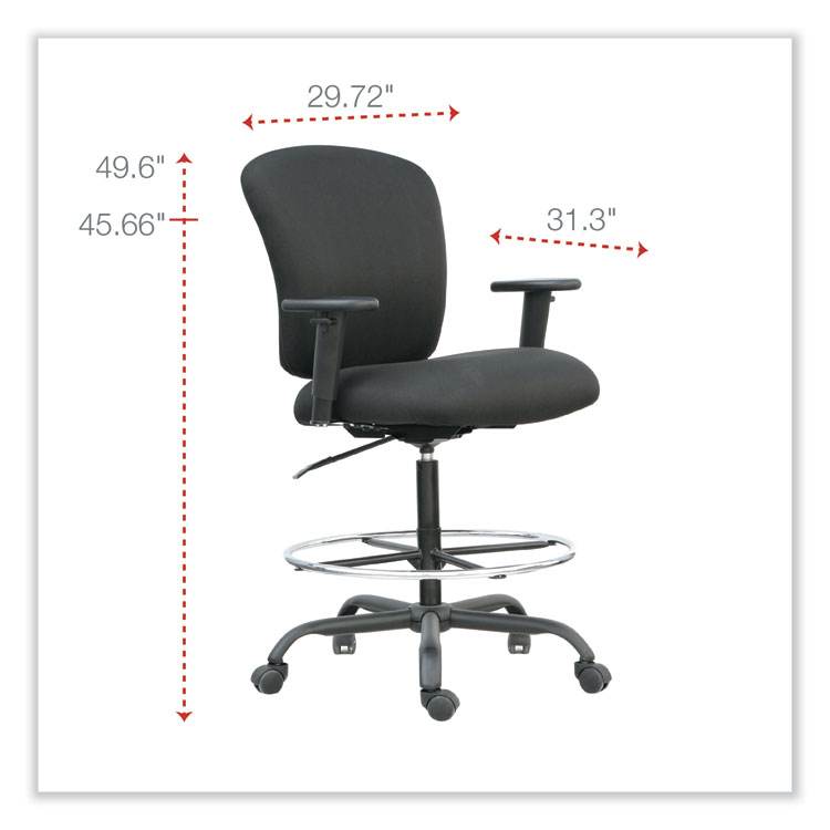 Alera Alera Mota Series Big and Tall Stool, Supports Up to 450 lb, 28.74" to 32.67" Seat Height, Black (ALEMT4610)