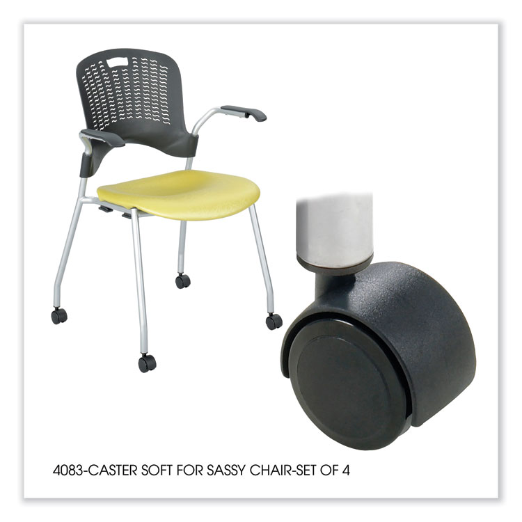 Safco Sassy Stack Chair Casters, 2.5" Wheel, Black, 4/Set (SAF4083BL)