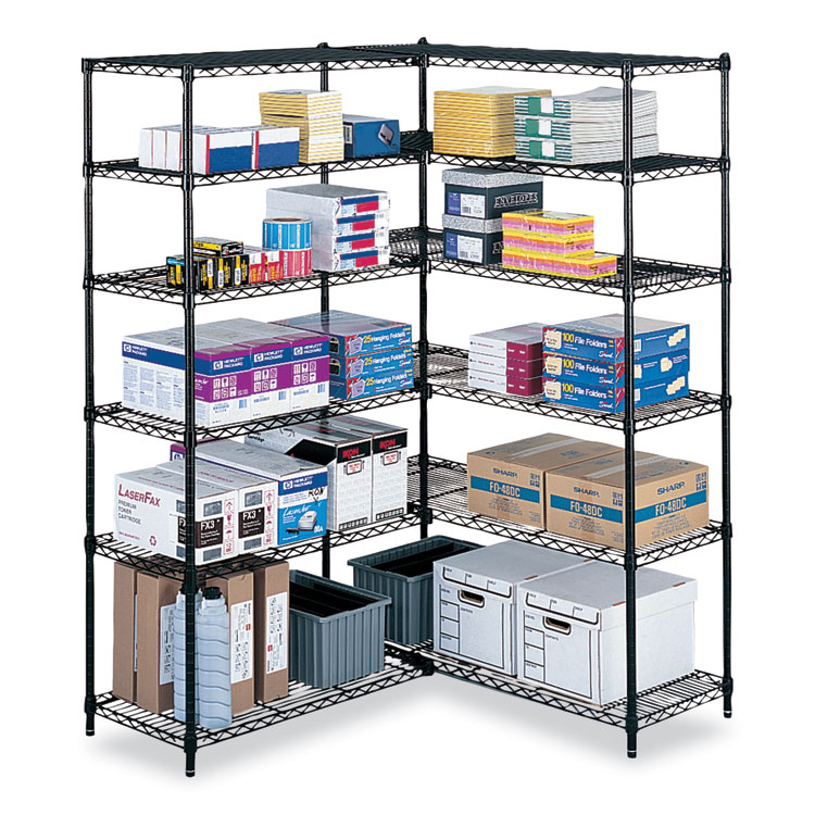 Safco Industrial Add-On Unit, Four-Shelf, 48w x 24d x 72h, Steel, Black (SAF5295BL)