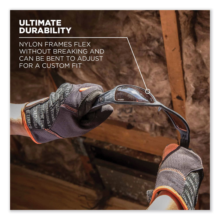 ergodyne Skullerz Odin Safety Glasses, Black Nylon Impact Frame, Polarized Smoke Polycarbonate Lens (EGO50031)