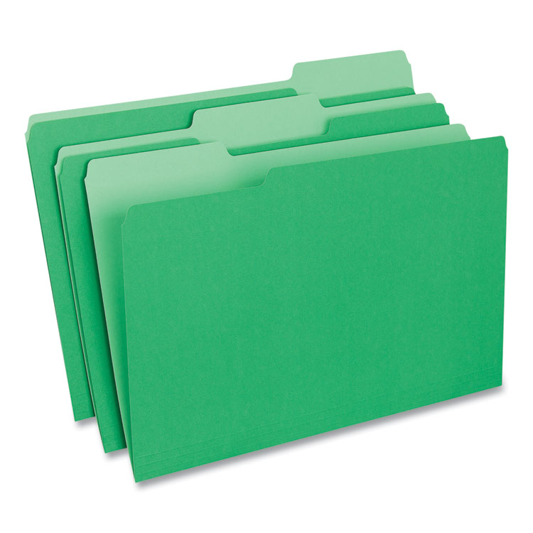 Universal Deluxe Colored Top Tab File Folders, 1/3-Cut Tabs: Assorted, Legal Size, Bright Green/Light Green, 100/Box (UNV10522)