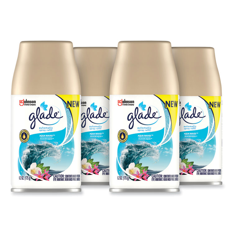 Glade Automatic Air Freshener, Aqua Waves, 6.2 oz, 4/Carton (SJN325078)